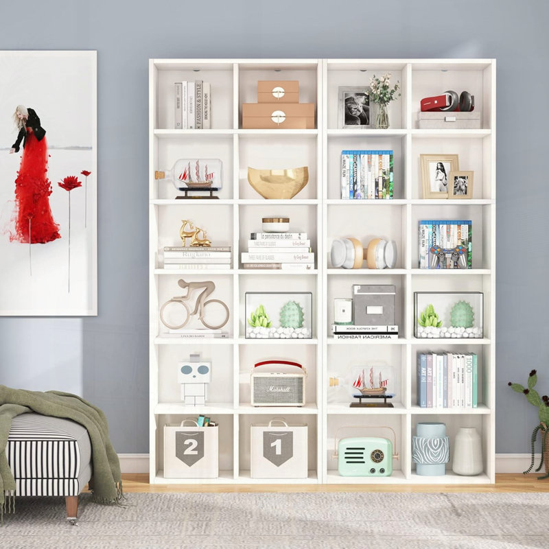 Narrow 12-Cube Modern Bookcase Vertical Horizontal Storage