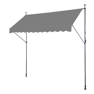 Gray Retractable Support Canopy 300*120cm, Adjustable Height 200-300cm, Aluminum-Iron Frame