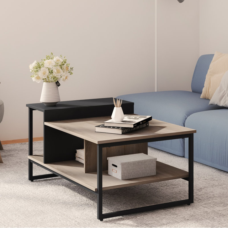 Keiana Coffee Table, Log/Black, 18.1" H x 31.5" L x 19.6" W