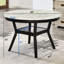 Table de salle à manger de 48 po avec plateau en faux marbre, tablette ronde, foncé, 4 sièges, table contemporaine en bois de charme avec tablette, surface, look moderne