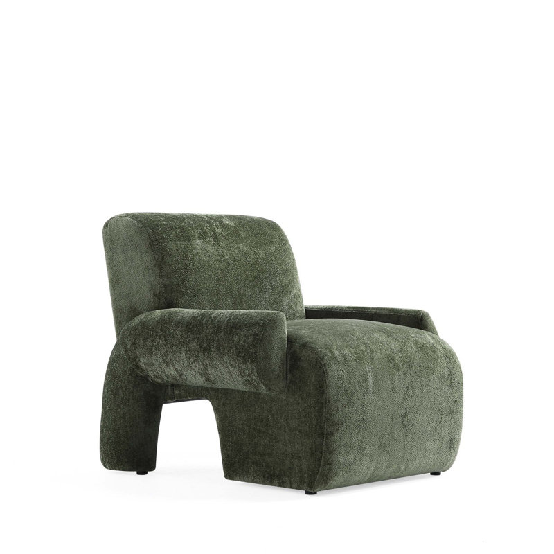 Chaise d'appoint Verandah Mid-Century, Chenille vert olive Cintra