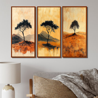 Simplicity In Nature, paysage africain I - Collection de reproductions d'art sur toile, 3 pièces