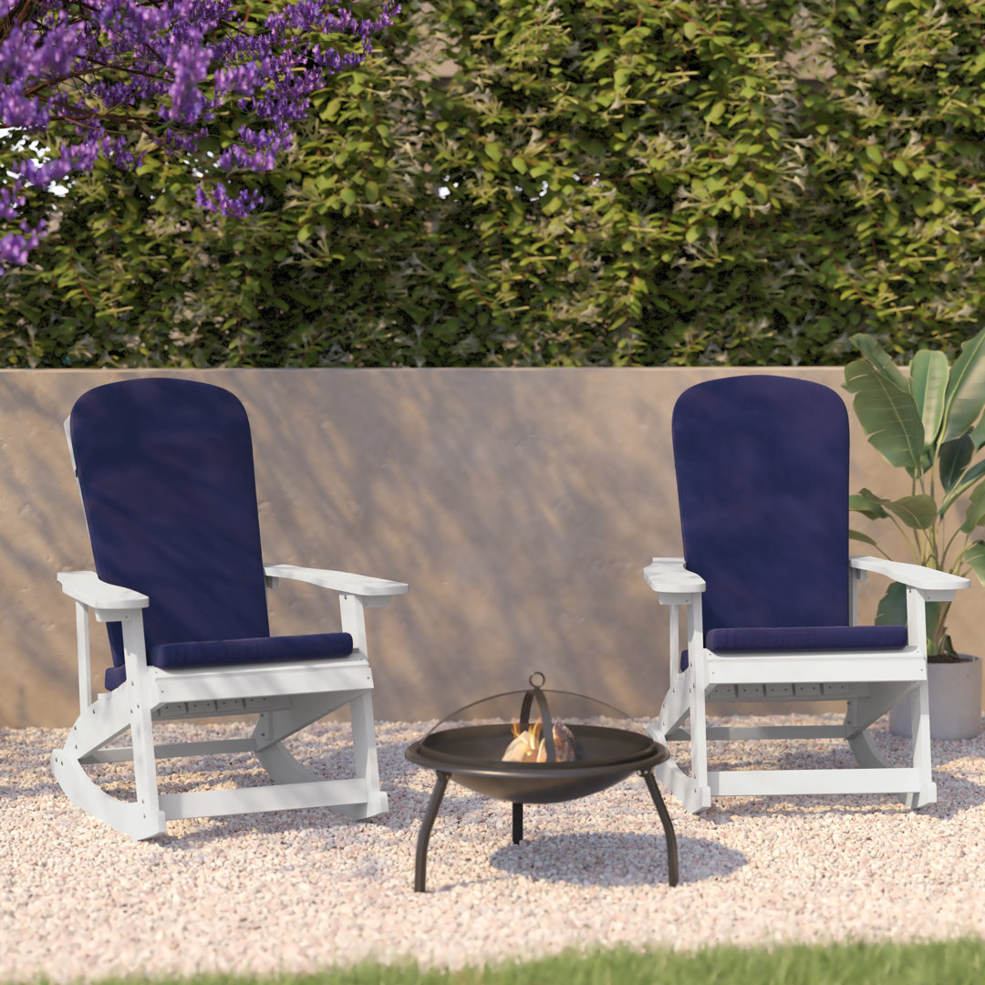 Indoor/Outdoor Rocking Adirondack Chairs with Cushions (Set of 2) Sunside Sails 