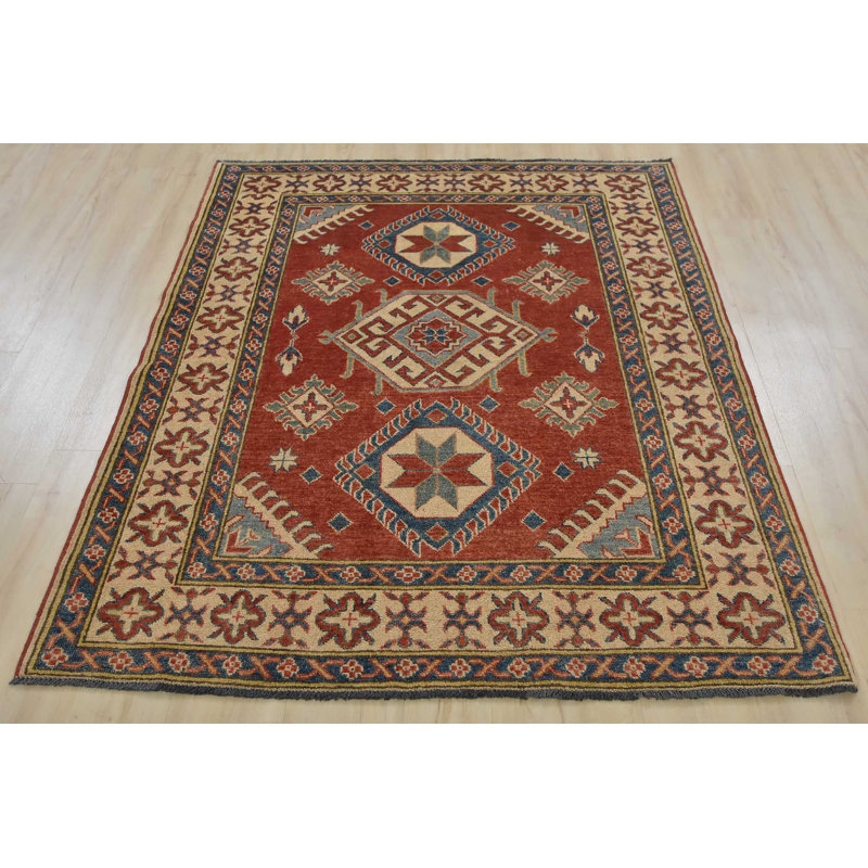 Tapis de zone en laine 4 pi 5 po x 5 pi 6 po one-of-kind noué la Youngtown