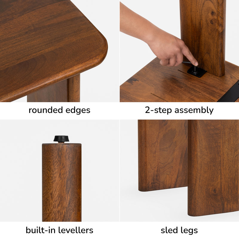 Hepza 48" Rectangular Solid Wood Coffee Table, Walnut