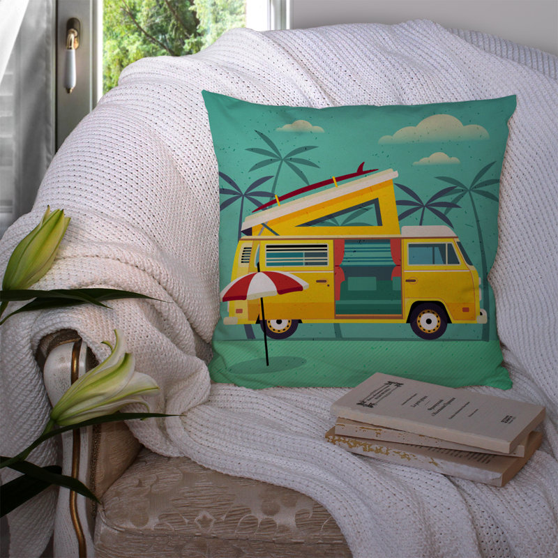 Coussin décoratif intérieur/extérieur le plus grand adventure camper van, 14 po x 14 po