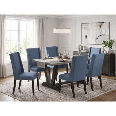 Ensemble table et chaises de cuisine 5 pièces comprenant une table de salle à manger rectangulaire avec pieds en V et 4 chaises rembourrées en lin noir, 101,6 x 182,9 cm, multicolore