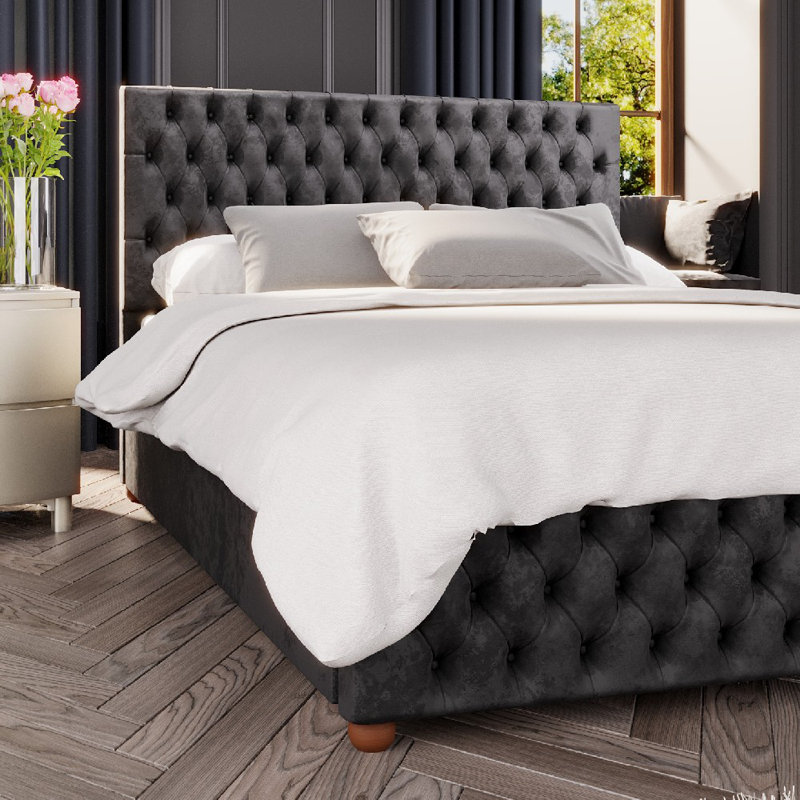 Upholstered Ottoman Bed, Single (3'), Black