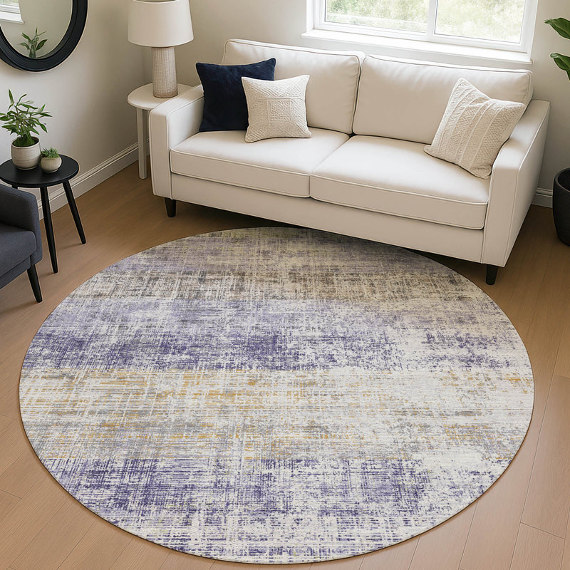 Machine Washable Indoor/Outdoor Jourdan ACN2388 Stripes Rug, Round 8'
