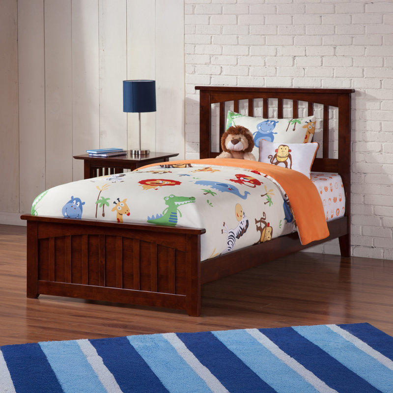 Brunelle Solid Wood Foundation Bed with Matching Footboard, Twin XL, Walnut