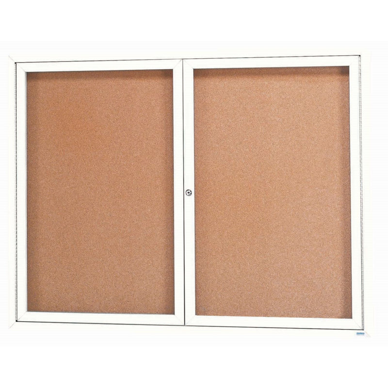 Panneau d'affichage mural fermé avec éclairage DEL, Blanc, Deux, H 48 po x l 60 po