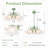 Modern Floral Chandelier Collection, Green Metal Flower Pendant with Hand-Pleated Glass Shades, Adjustable Height 15-95", Sloped Ceiling Compatible-1395930942-1395930939