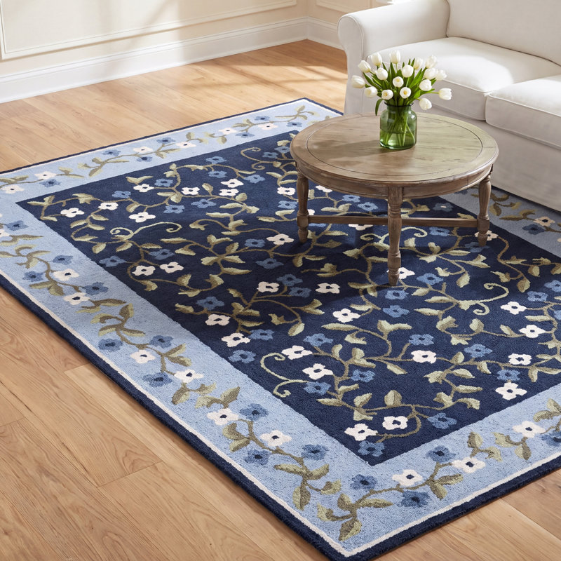 Sadee Martha Stewart Hand Tufted Wool, Cotton Floral Outdoor Rug, Rectangle 6' x 9'