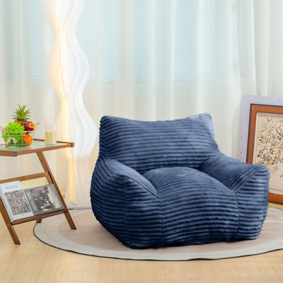 Bean Bag Chair For Adults With Armrests - Oversized Comfy Beige Beanbag Lounge Lazy Floor Sofa Chair For Living Room