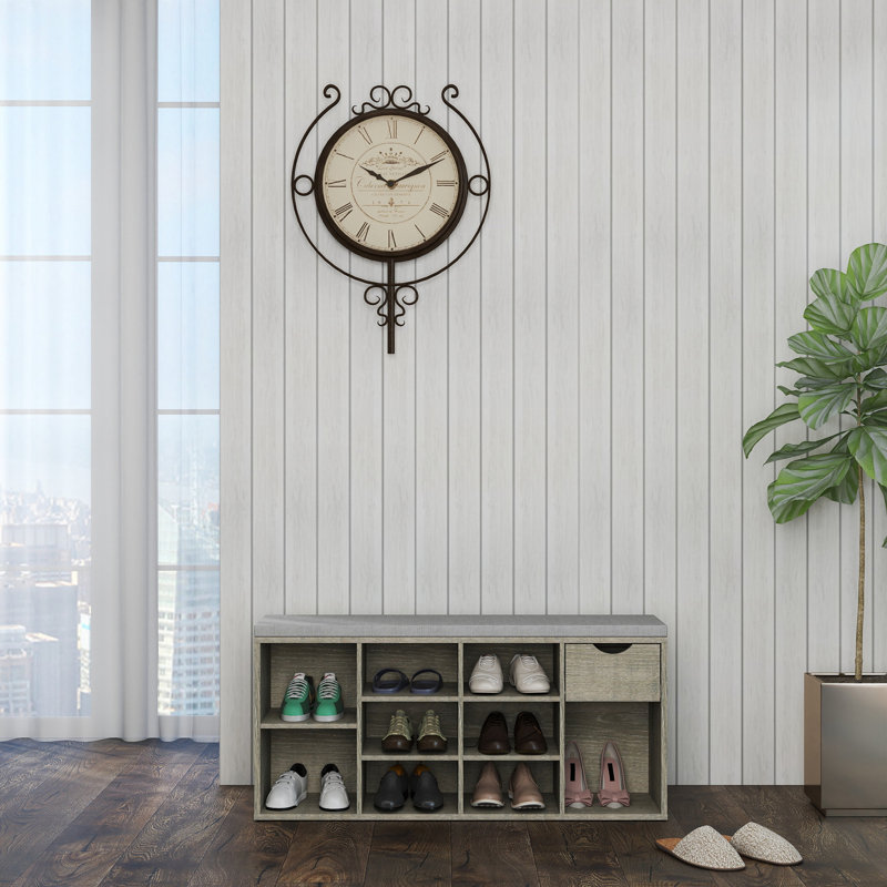Shoe Storage Cabinet with Drawer and Open Compartments