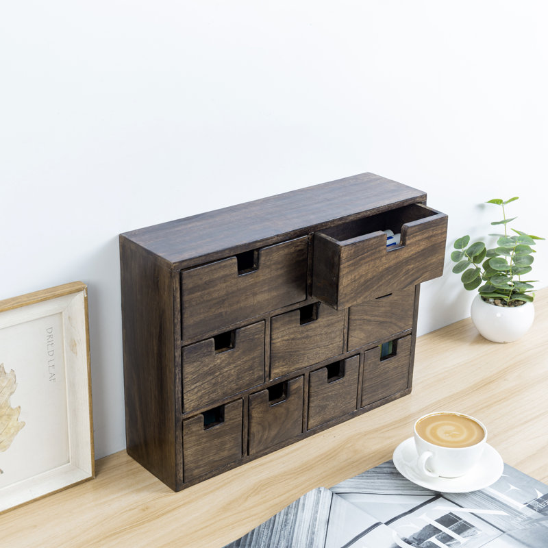 Solid Wood Desk Organiser with Drawers