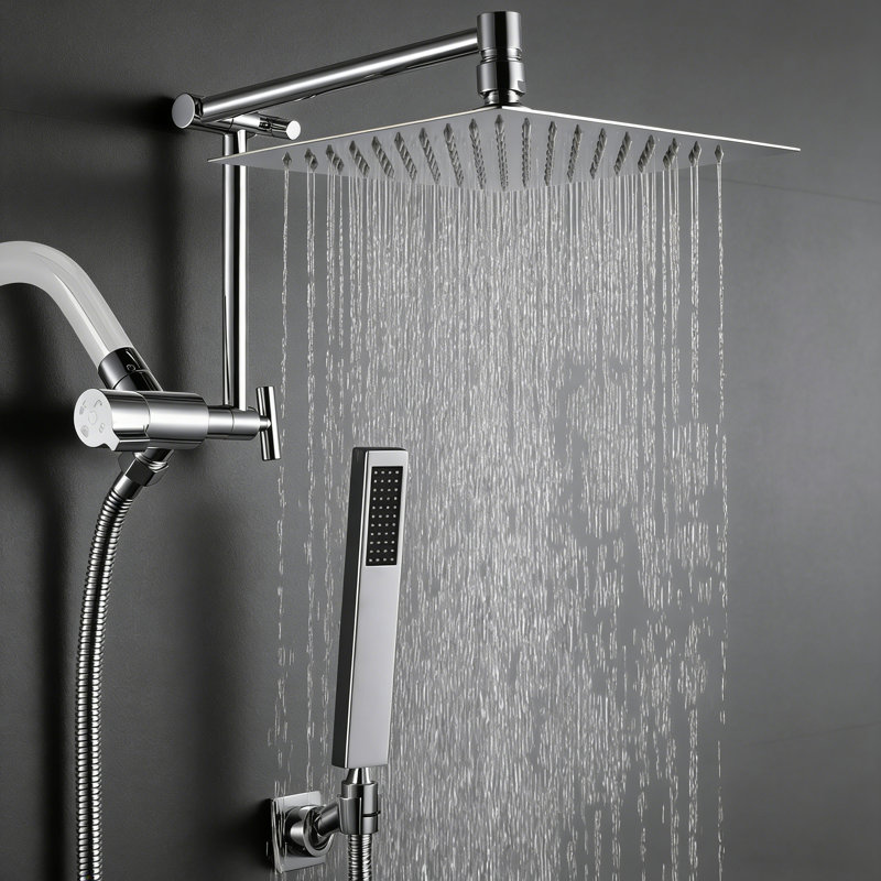 10" Metal Rain Shower Head With Handheld Spray Combo, Adjustable Extension Arm, 71 Inch Hose, Chrome