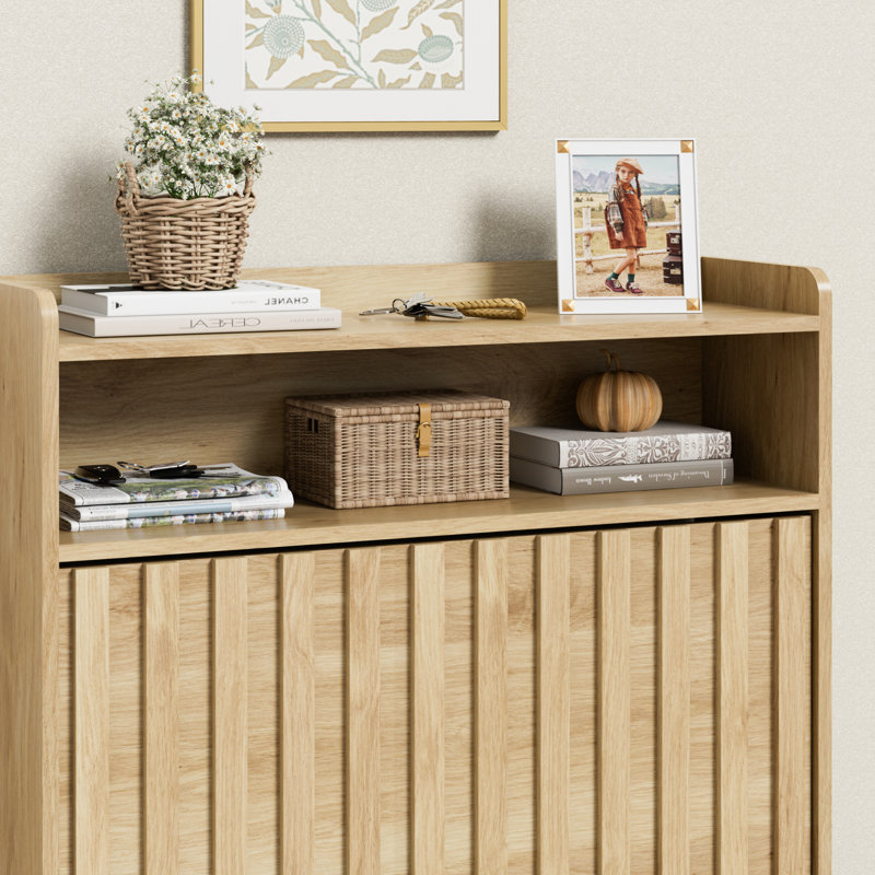 12 Pair Stackable Shoe Storage Cabinet, Ivory