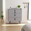 Armoire de chevet multifonctionnelle intelligente à trois tiroirs, gris foncé, panneau en verre trempé, verrou d'empreinte digitale, haut-parleur Bluetooth, recharge sans fil