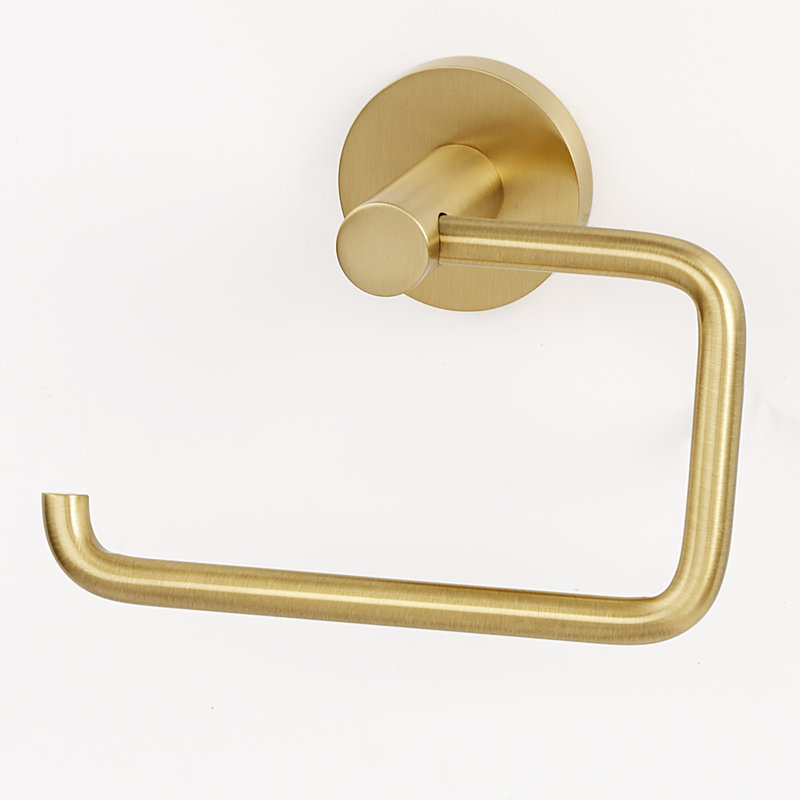 Contemporary I Single Post Wall Mount Toilet Paper Holder, Satin Brass