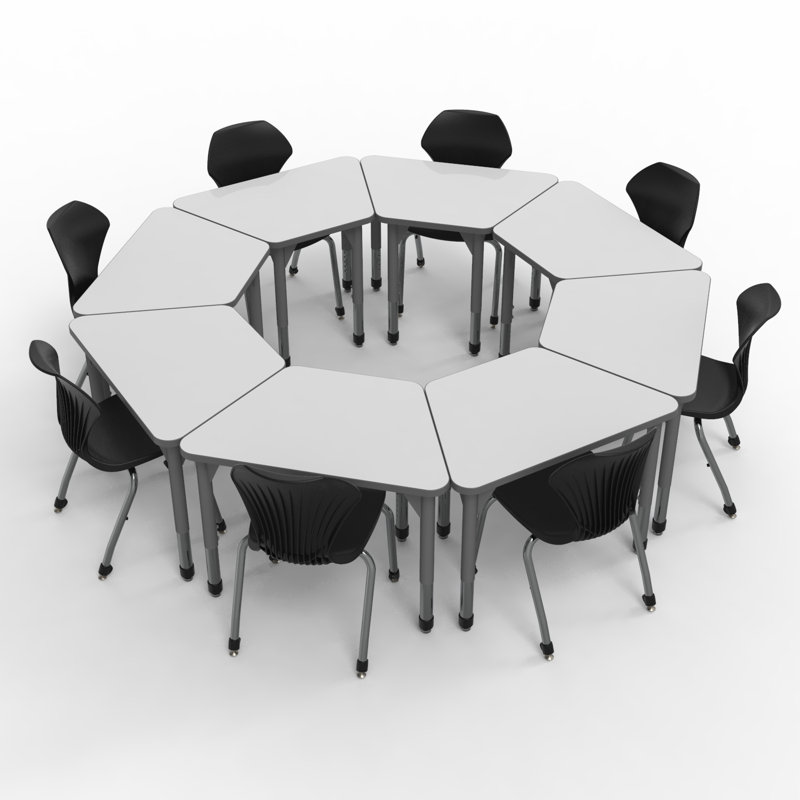 Table d'activité trapézoïdale à hauteur ajustable Premier Series, H 31 po x L 48 po x l 24 po, Gris