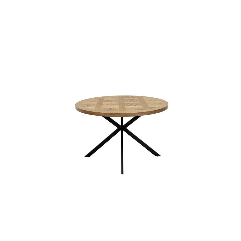 Tona Oak Round Metal Base Dining Table