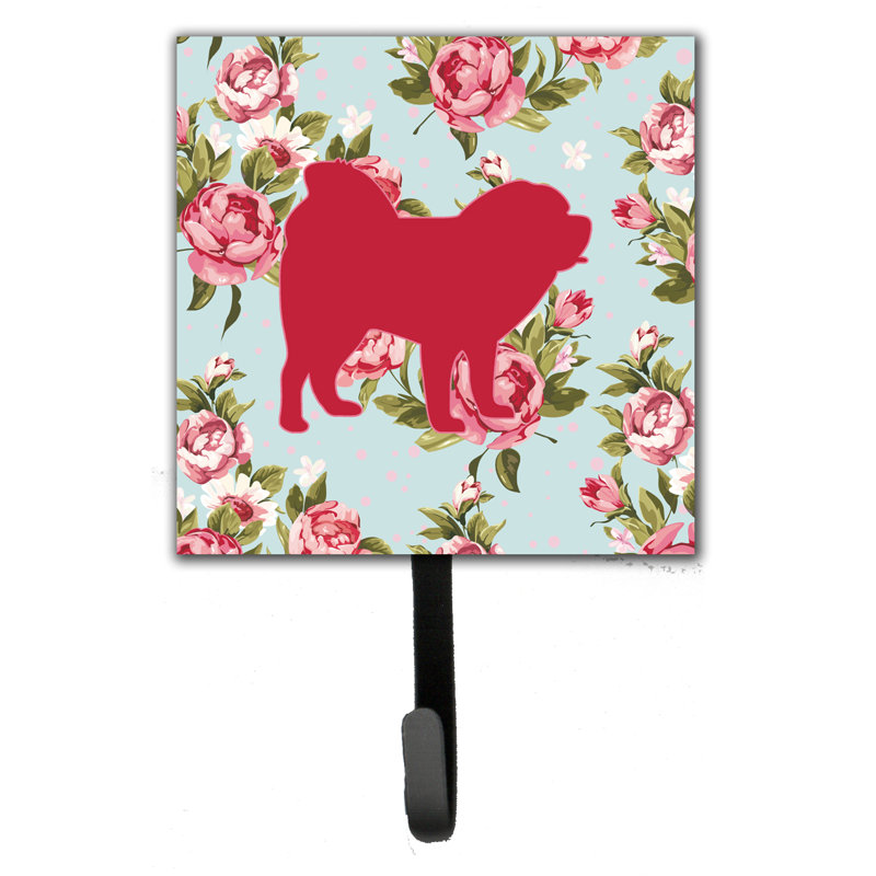 Porte-laisse et crochet mural shabby élégance roses