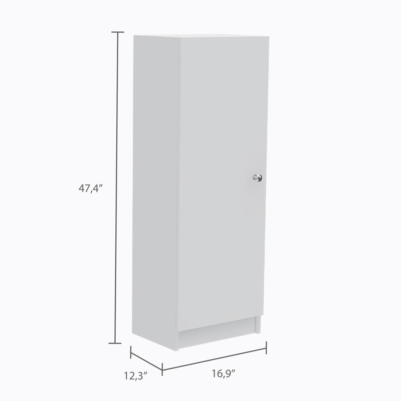 Armoire de rangement à porte simple avec quatre tablettes intérieures Belleria - Blanc