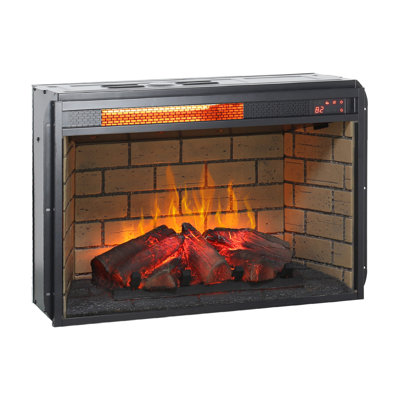 26 Inch Infrared Quartz Heater Fireplace Insert -Woodlog Version With Brick