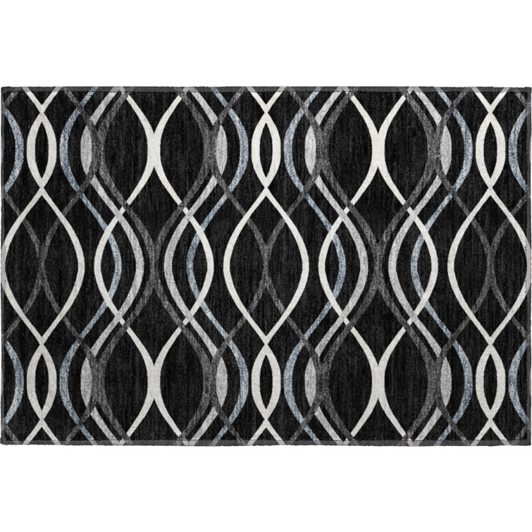 Premium Machine Washable Prisco Black Rug