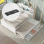  Lit plateforme double avec tête de lit USB, lit gigogne escamotable et compartiments de rangement cachés, blanc-373734271