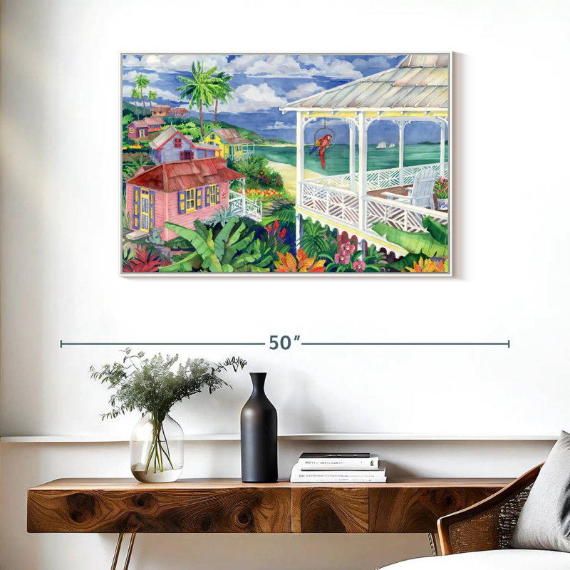 Baie Caribe, Cadre flottant blanc, 37 po x 25 po