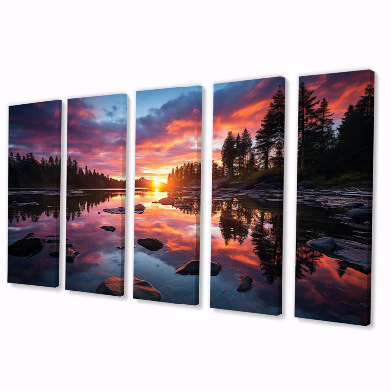 Riverside Charm - salon d'art mural Lakes & Rivers - 5 panneaux égaux