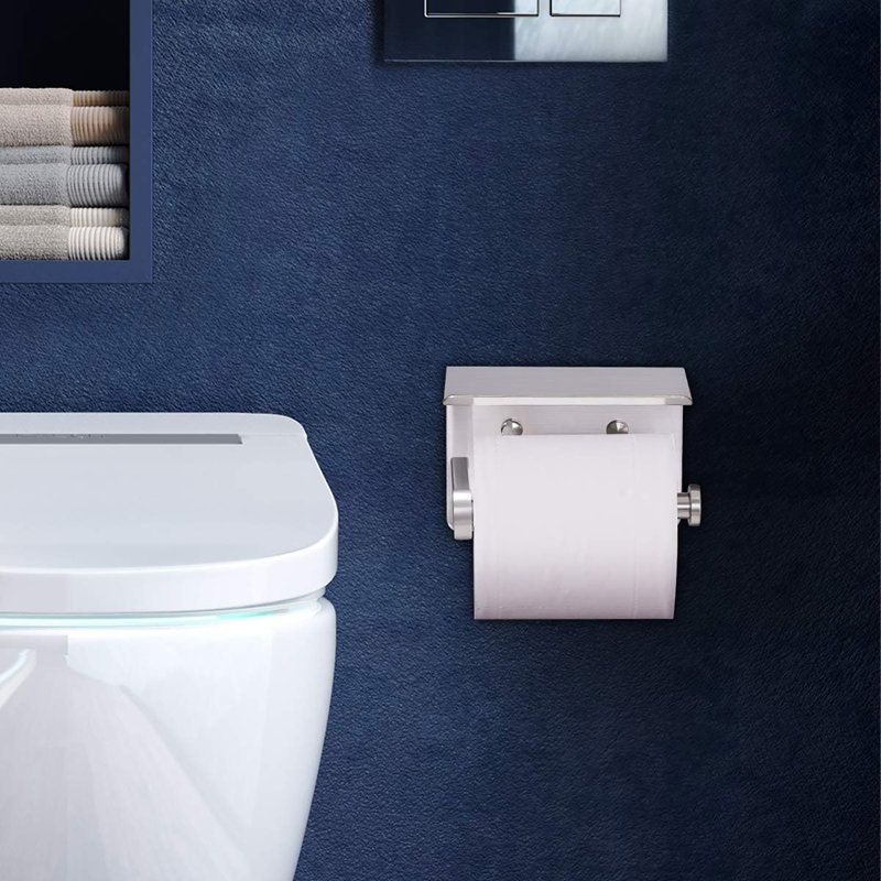 Porte-papier hygiénique mural simple avec supports pour téléphone portable, Nickel brossé