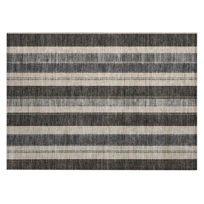 Machine Washable Indoor/Outdoor Xhevrie Black Rug, Rectangle 1'8" x 2'6"