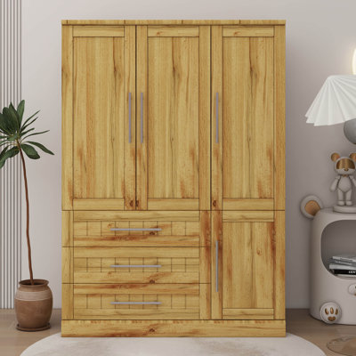 Armoire penderie 4 portes avec tiroirs de rangement