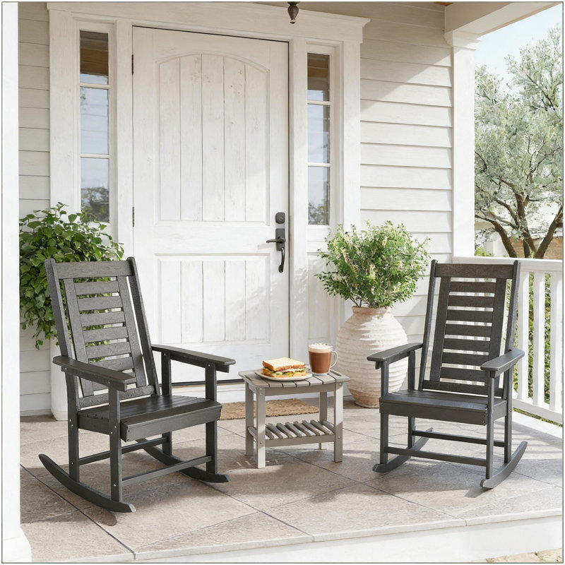 Chaises larges avec accoudoirs, chaises berçantes d'extérieur 2 pièces, Gris foncé