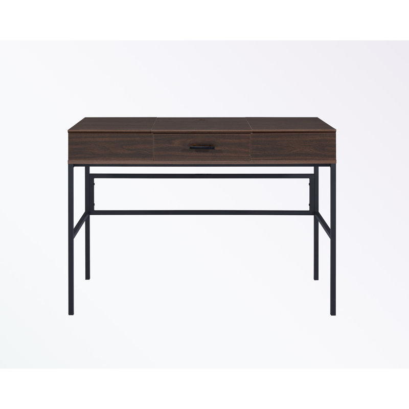 Desk with drawer and flip top hidden storage, Brown