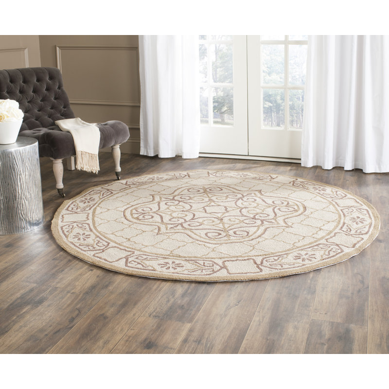 Oudkerk Hand Hooked Performance Geometric Rug, Round 8'
