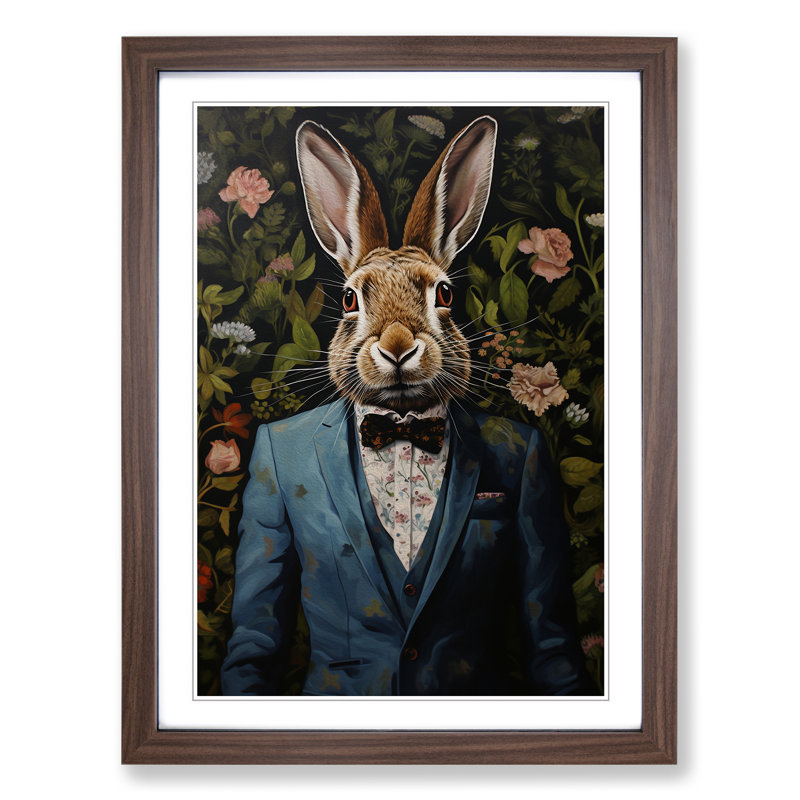 Hare in a Suit Painting No.4 - Framed Print, 46cm H x 34cm W, Walnut Framed