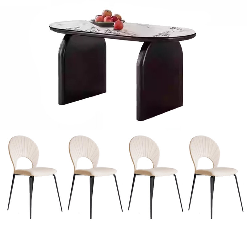Table et chaise de salle à manger de style crème minimaliste, H 29,5 po x L 70,8 po x l 31,4 po