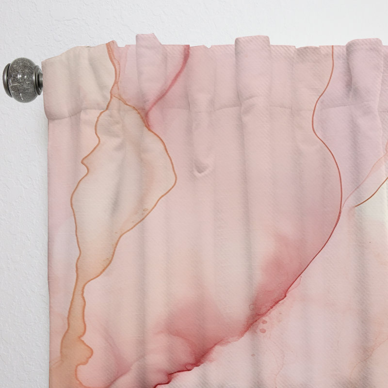Rideau en velours moderne et obscurcissant en duvet rose et or de Dalmite IV de Dupeuil - 1 panneau, L 52 po x L 95 po