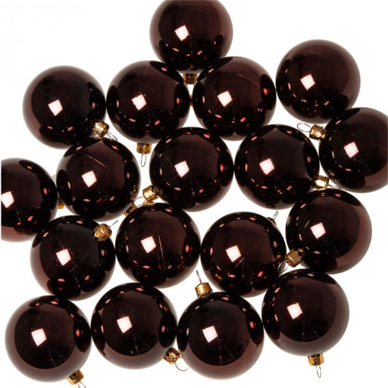 Bauble, Brown Shiny, 4cm H x 4cm W x 4cm D