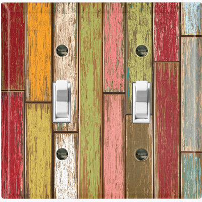 Metal Light Switch Plate Outlet Cover (Colorful Fence - Double Toggle)