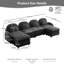 U-Shaped Teddy Fabric Cloud-like 4-Seater Modular Sectional Sofa, Curved Backrest & Armrests, 2 Moveable Ottomans, Double-Layer Cushion with Lumbar Pillows for Supportive Comfort-1263340568