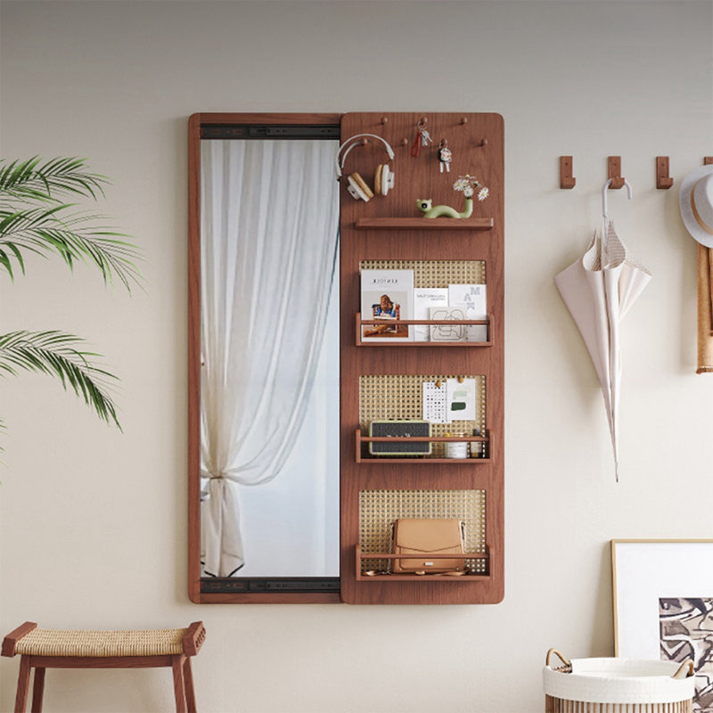 Miroir pleine grandeur rectangulaire en bois massif, 47,24 po x 29,53 po