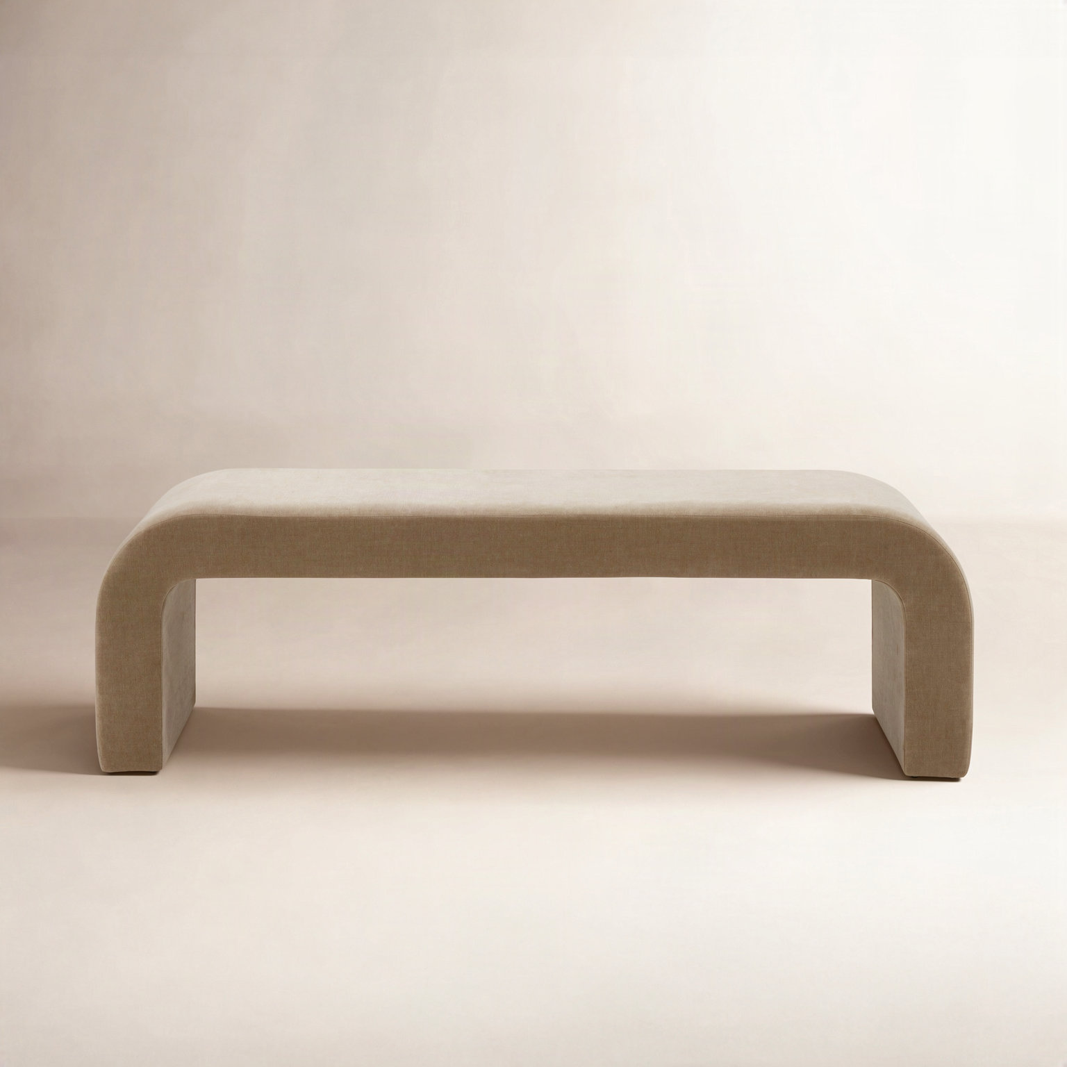 Daine 62" Linen Bedroom Bench, Light Brown Velvet