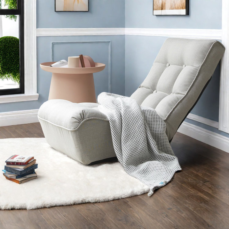 Compact Gray Reclining Sofa Chair, Metal Frame, Tatami & Balcony Seating