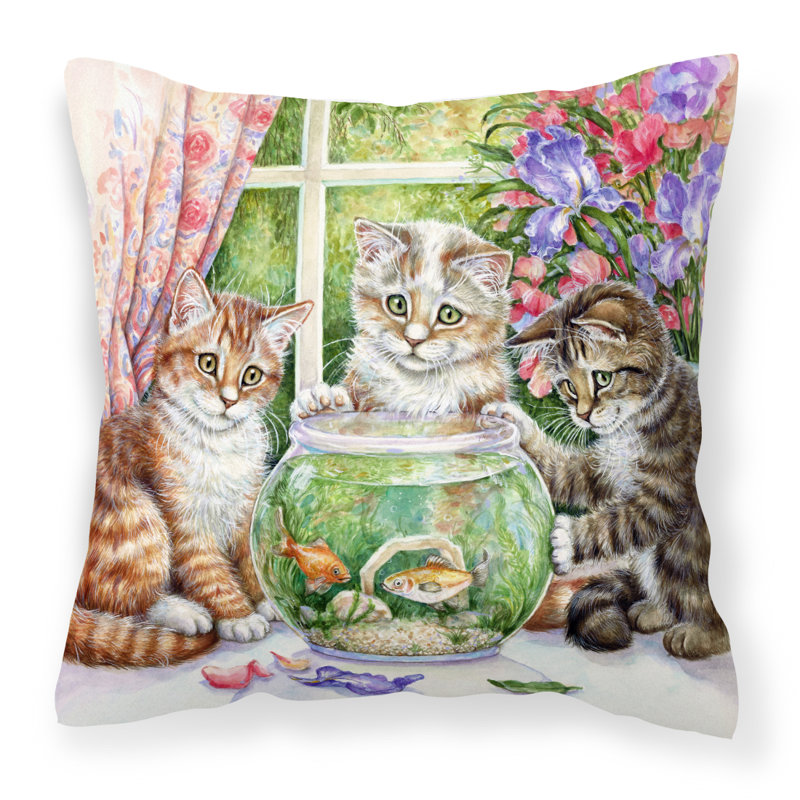  Coussin décoratif 14 "White Tabby par Debbie Cook, 18 po x 18 po