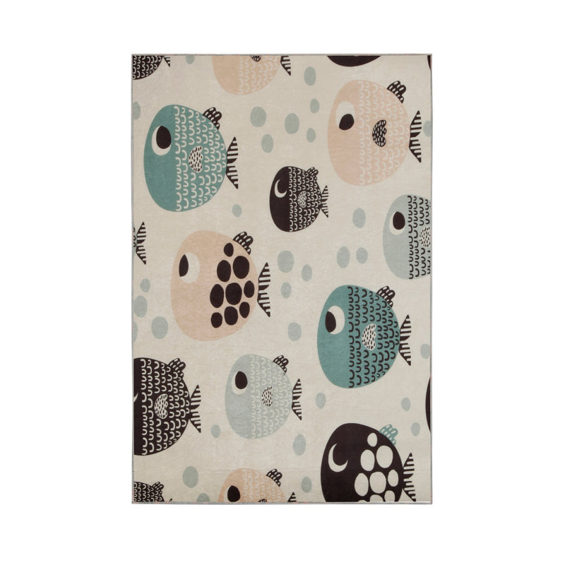 Tapis tissé de qualité supérieure, 5,2 x 7,5 pi, 100% polyester, antibactérien, antidérapant, hauteur des poils de 0,3 po | Lavable à la machine, impression numérique 3D | Parfait pour le salon, la chambre à coucher et le bureau